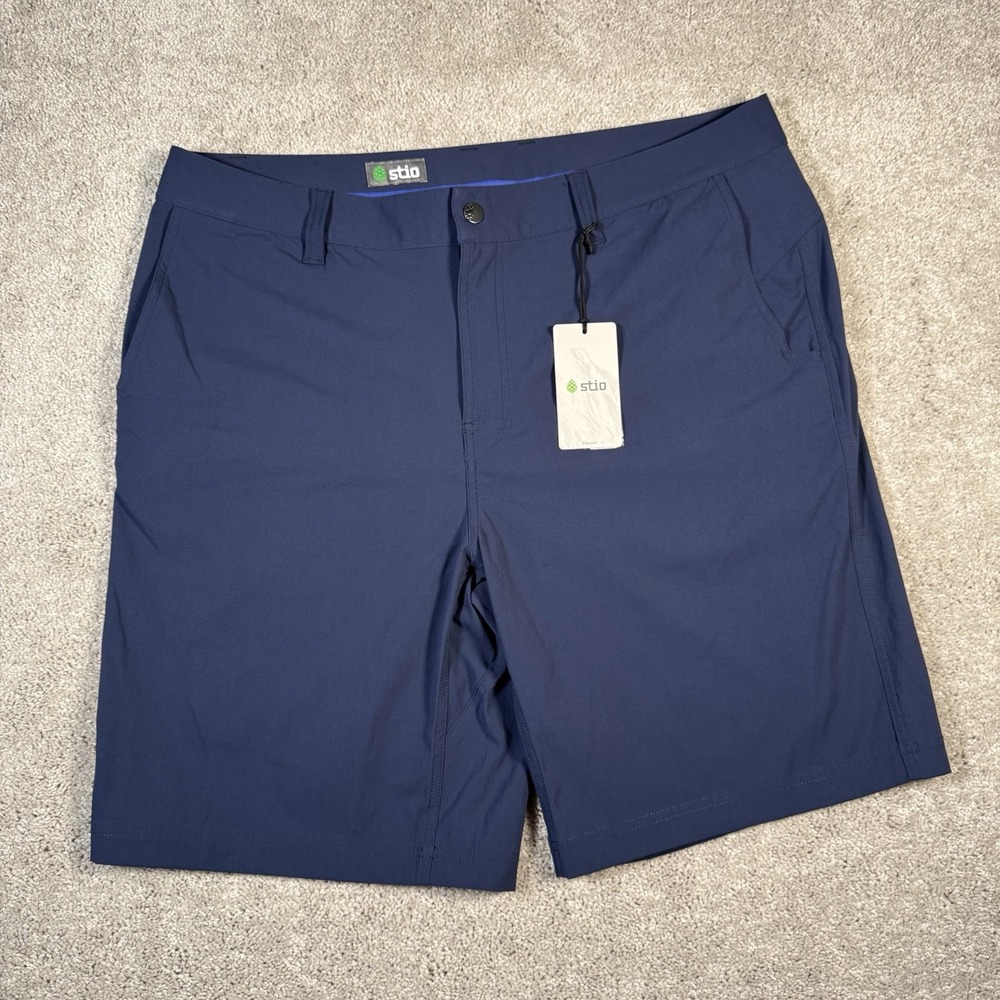 NWT Stio Coburn Short Mens 40 Navy Blue Stretch Outdoor Hiking Casual 10" Inseam